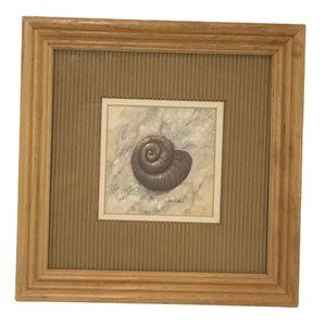 Arnie R Fisk Beachy Spiral Shell Lithograph Print Matted Framed Earth Tones